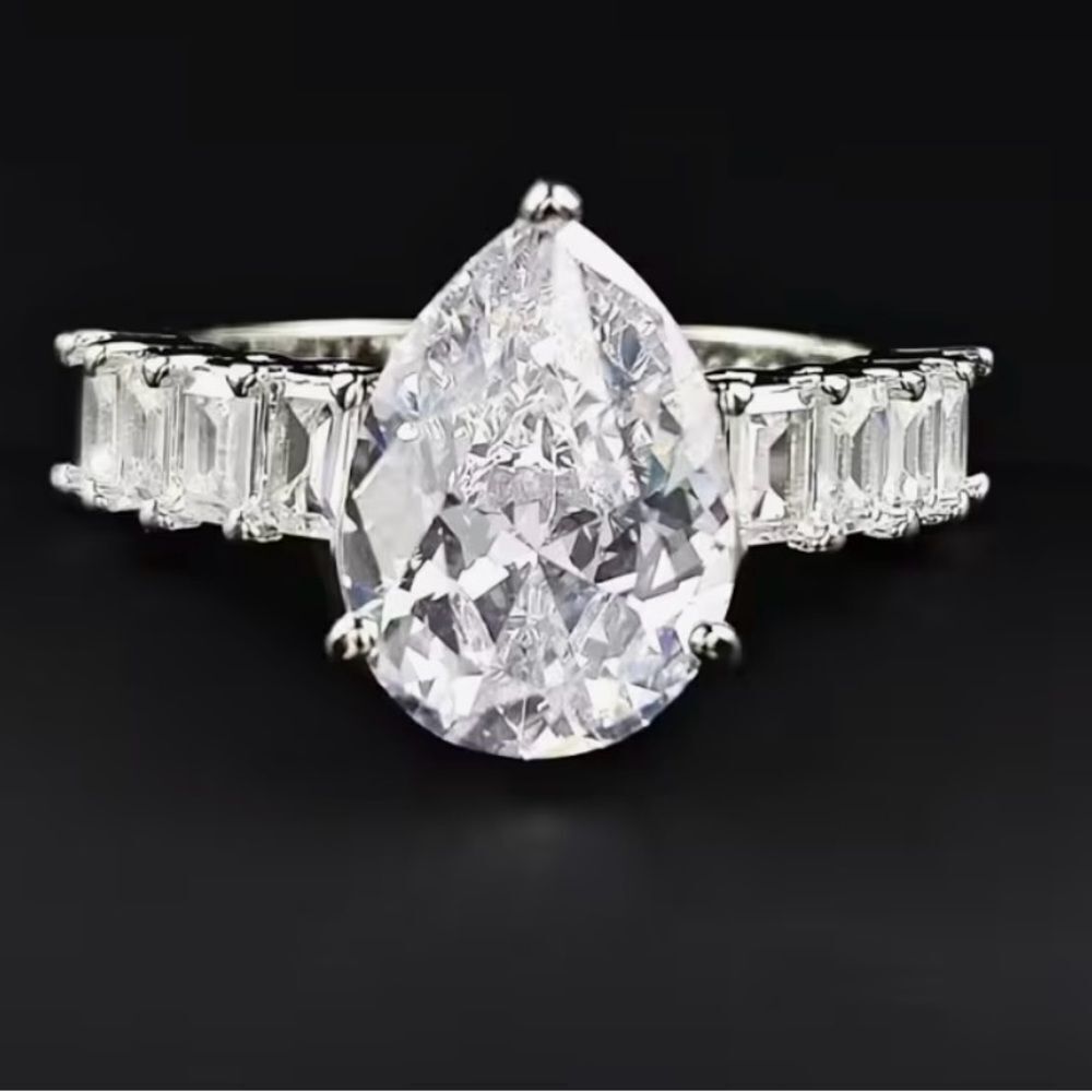 🔷 NEW Pear shaped CZ Elegant Silver Women's Ring 🔷